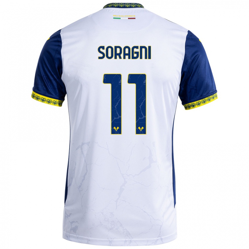 Bambino Maglia Alberto Soragni #11 Bianco Blu Kit Gara Away 2024/25 Maglietta