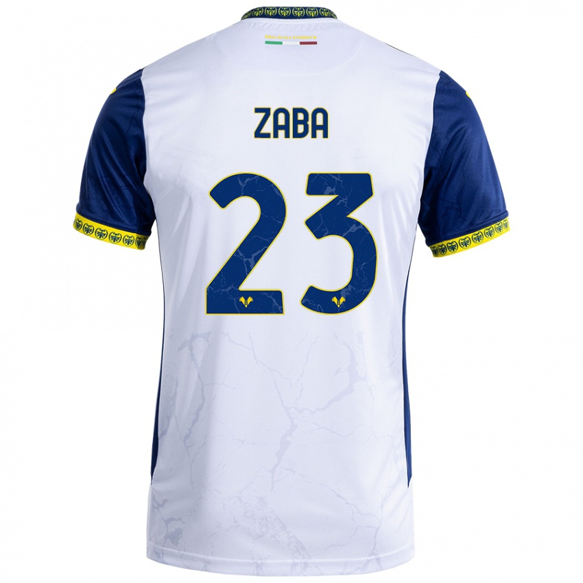 Bambino Maglia Nelson Zaba #23 Bianco Blu Kit Gara Away 2024/25 Maglietta