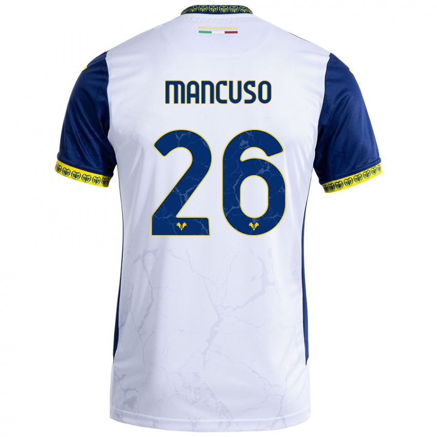 Bambino Maglia Giulia Mancuso #26 Bianco Blu Kit Gara Away 2024/25 Maglietta