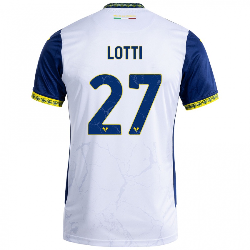 Bambino Maglia Irene Lotti #27 Bianco Blu Kit Gara Away 2024/25 Maglietta