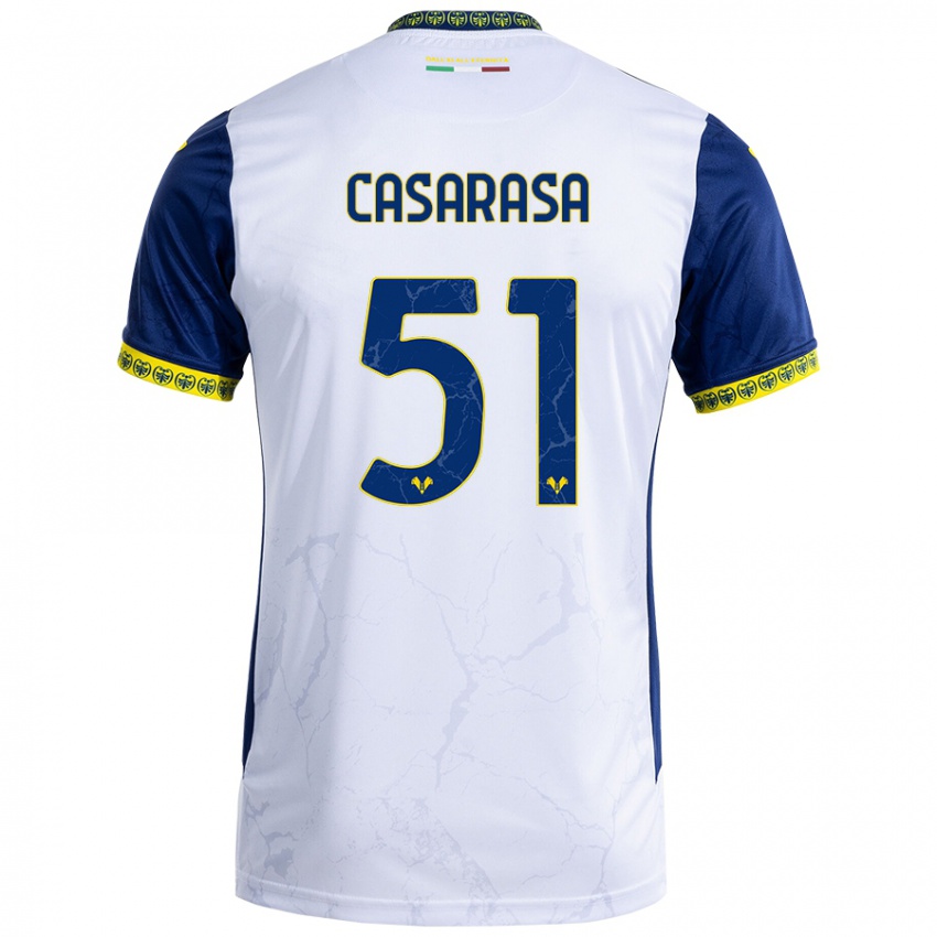 Bambino Maglia Asia Casarasa #51 Bianco Blu Kit Gara Away 2024/25 Maglietta