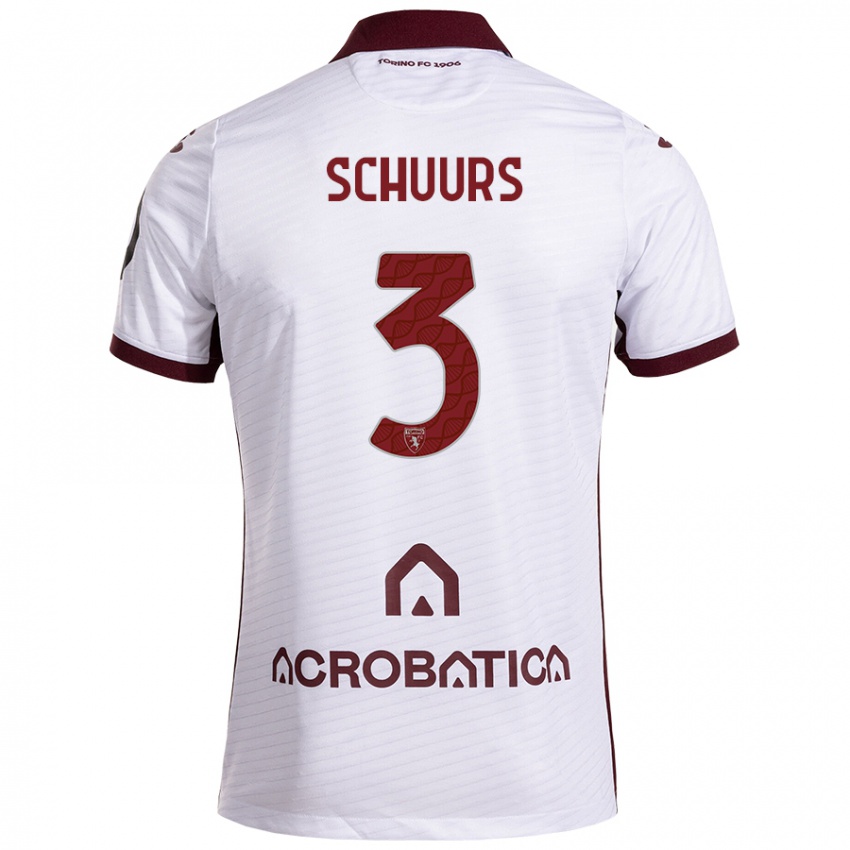 Bambino Maglia Perr Schuurs #3 Bianco Marrone Kit Gara Away 2024/25 Maglietta