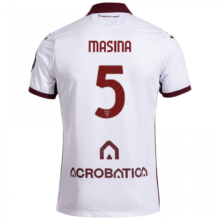 Bambino Maglia Adam Masina #5 Bianco Marrone Kit Gara Away 2024/25 Maglietta