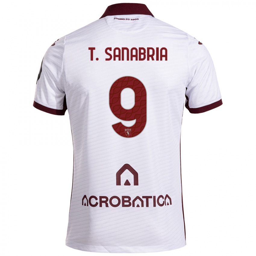 Bambino Maglia Antonio Sanabria #9 Bianco Marrone Kit Gara Away 2024/25 Maglietta