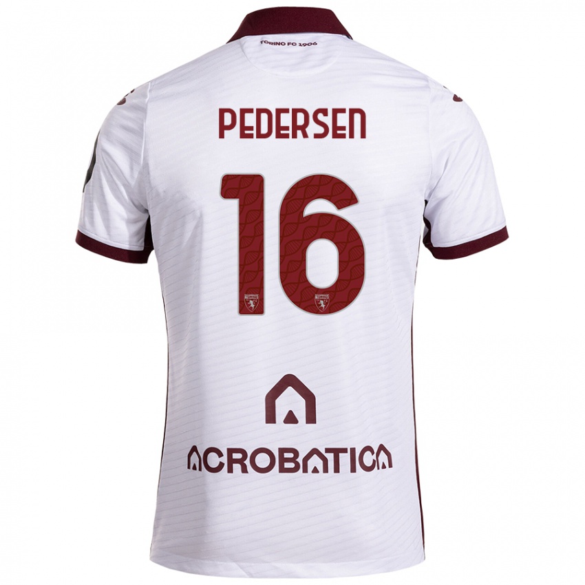 Bambino Maglia Marcus Pedersen #16 Bianco Marrone Kit Gara Away 2024/25 Maglietta