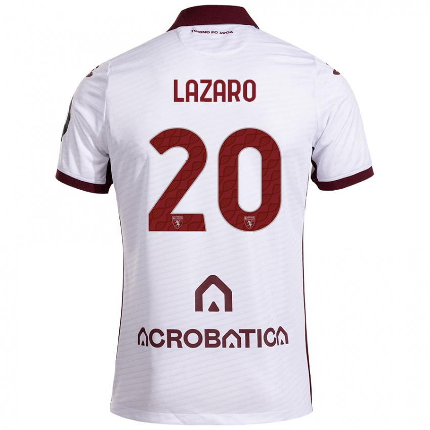 Bambino Maglia Valentino Lazaro #20 Bianco Marrone Kit Gara Away 2024/25 Maglietta