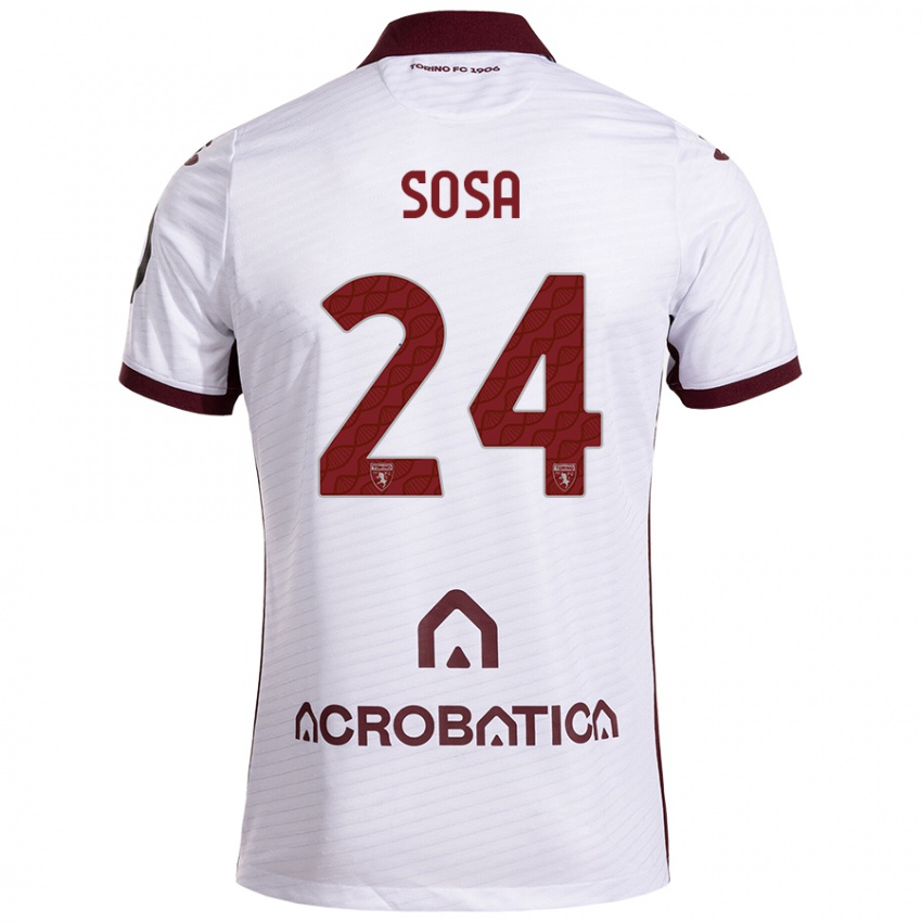 Bambino Maglia Borna Sosa #24 Bianco Marrone Kit Gara Away 2024/25 Maglietta