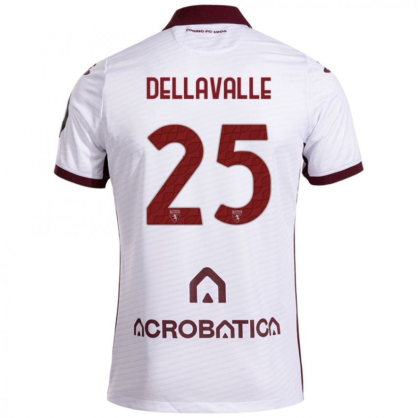 Bambino Maglia Alessandro Dellavalle #25 Bianco Marrone Kit Gara Away 2024/25 Maglietta