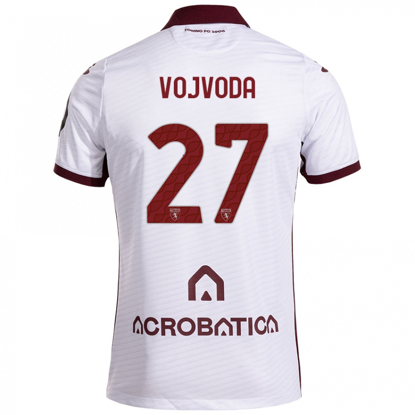 Bambino Maglia Mërgim Vojvoda #27 Bianco Marrone Kit Gara Away 2024/25 Maglietta