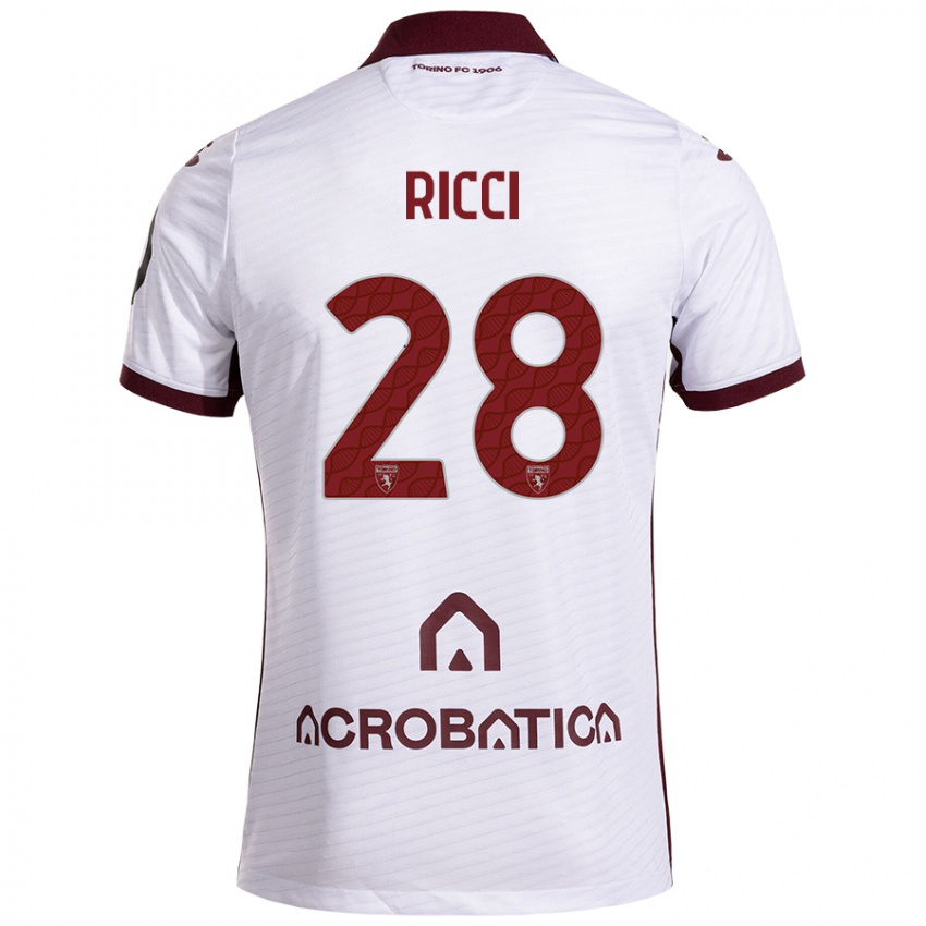 Bambino Maglia Samuele Ricci #28 Bianco Marrone Kit Gara Away 2024/25 Maglietta