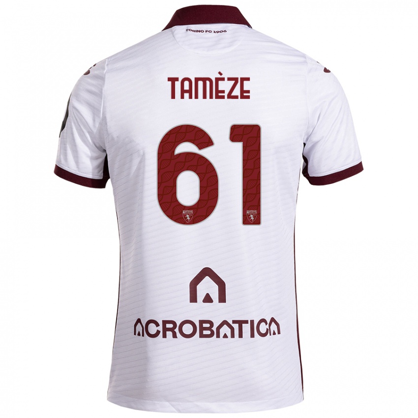 Bambino Maglia Adrien Tamèze #61 Bianco Marrone Kit Gara Away 2024/25 Maglietta