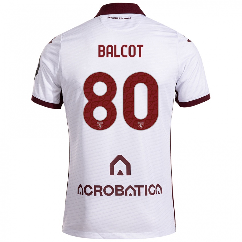 Bambino Maglia Côme Bianay Balcot #80 Bianco Marrone Kit Gara Away 2024/25 Maglietta