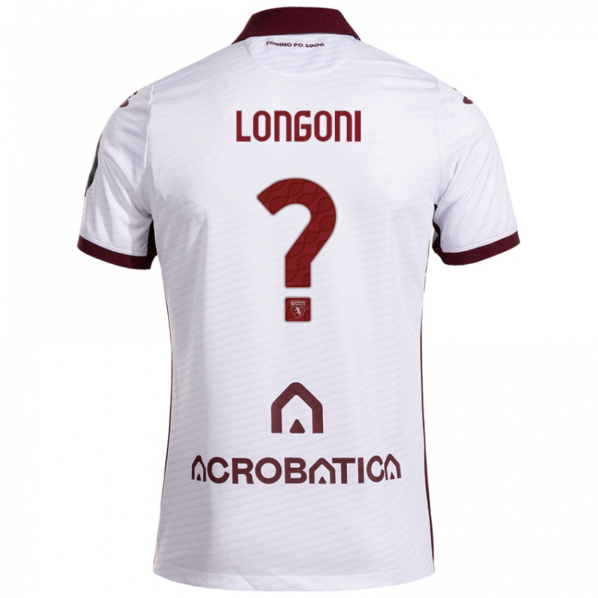 Bambino Maglia Marco Longoni #0 Bianco Marrone Kit Gara Away 2024/25 Maglietta