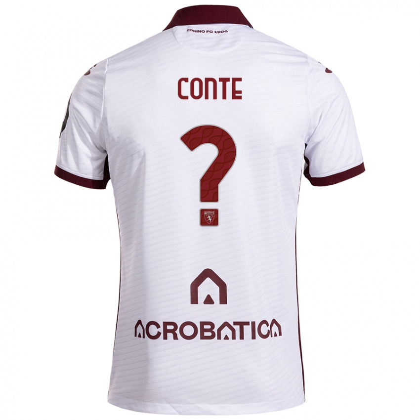 Bambino Maglia Gioele Conte #0 Bianco Marrone Kit Gara Away 2024/25 Maglietta