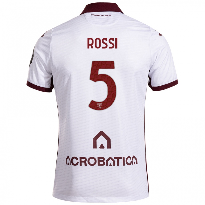 Bambino Maglia Simone Rossi #5 Bianco Marrone Kit Gara Away 2024/25 Maglietta