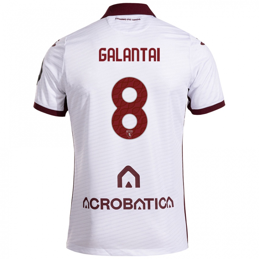 Bambino Maglia Tamás Galántai #8 Bianco Marrone Kit Gara Away 2024/25 Maglietta