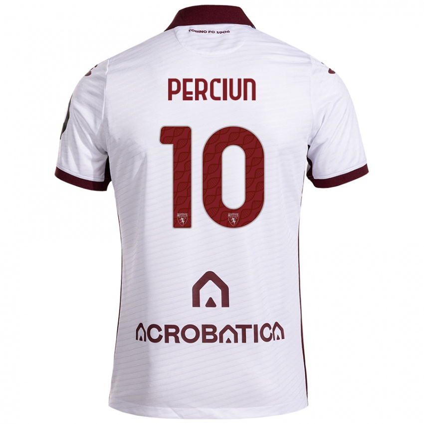 Bambino Maglia Sergiu Perciun #10 Bianco Marrone Kit Gara Away 2024/25 Maglietta