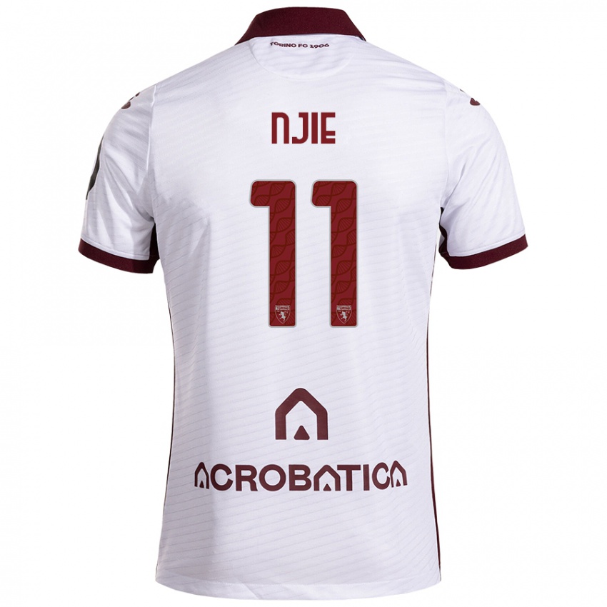 Bambino Maglia Alieu Njie #11 Bianco Marrone Kit Gara Away 2024/25 Maglietta