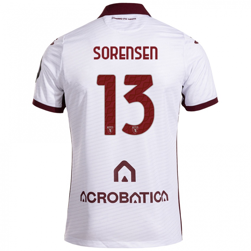 Bambino Maglia Ben Sørensen #13 Bianco Marrone Kit Gara Away 2024/25 Maglietta