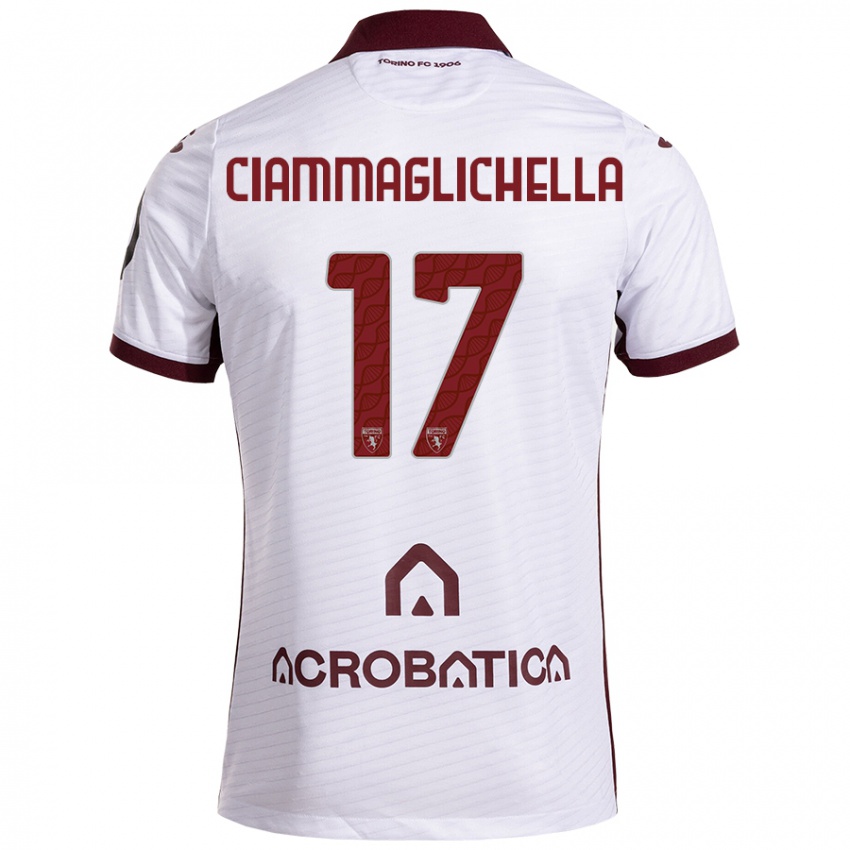 Bambino Maglia Aaron Ciammaglichella #17 Bianco Marrone Kit Gara Away 2024/25 Maglietta