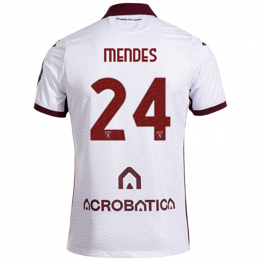 Bambino Maglia Rodrigo Mendes #24 Bianco Marrone Kit Gara Away 2024/25 Maglietta