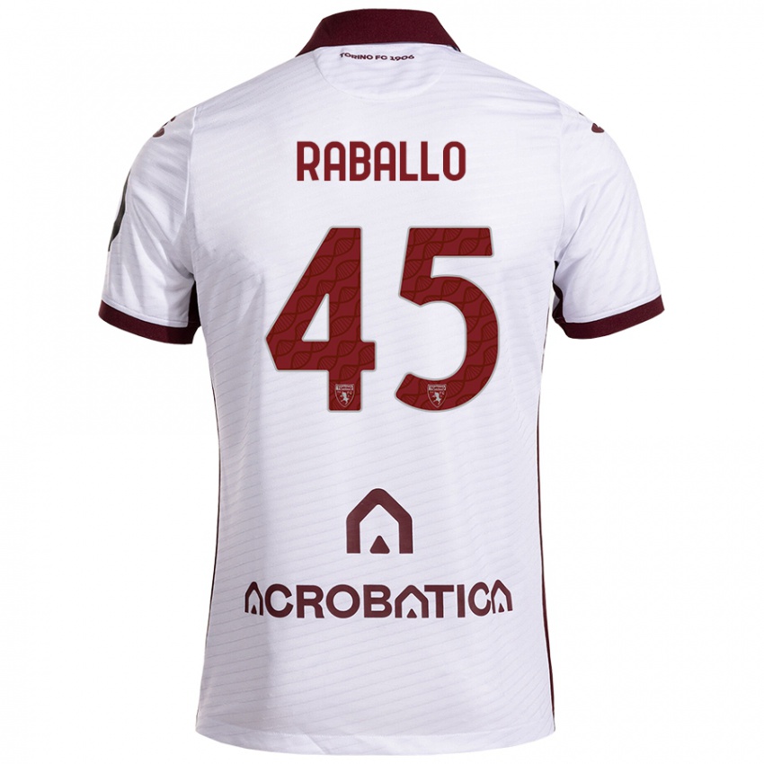 Bambino Maglia Alessio Raballo #45 Bianco Marrone Kit Gara Away 2024/25 Maglietta