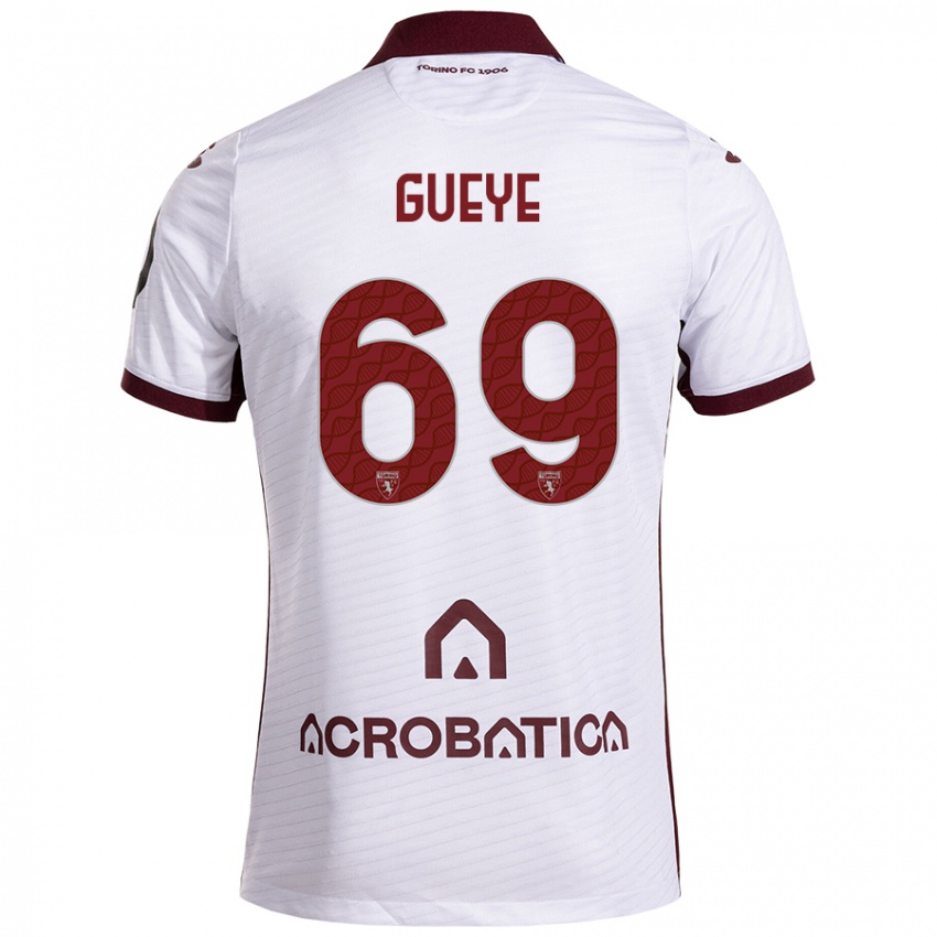 Bambino Maglia Ousmane Gueye #69 Bianco Marrone Kit Gara Away 2024/25 Maglietta