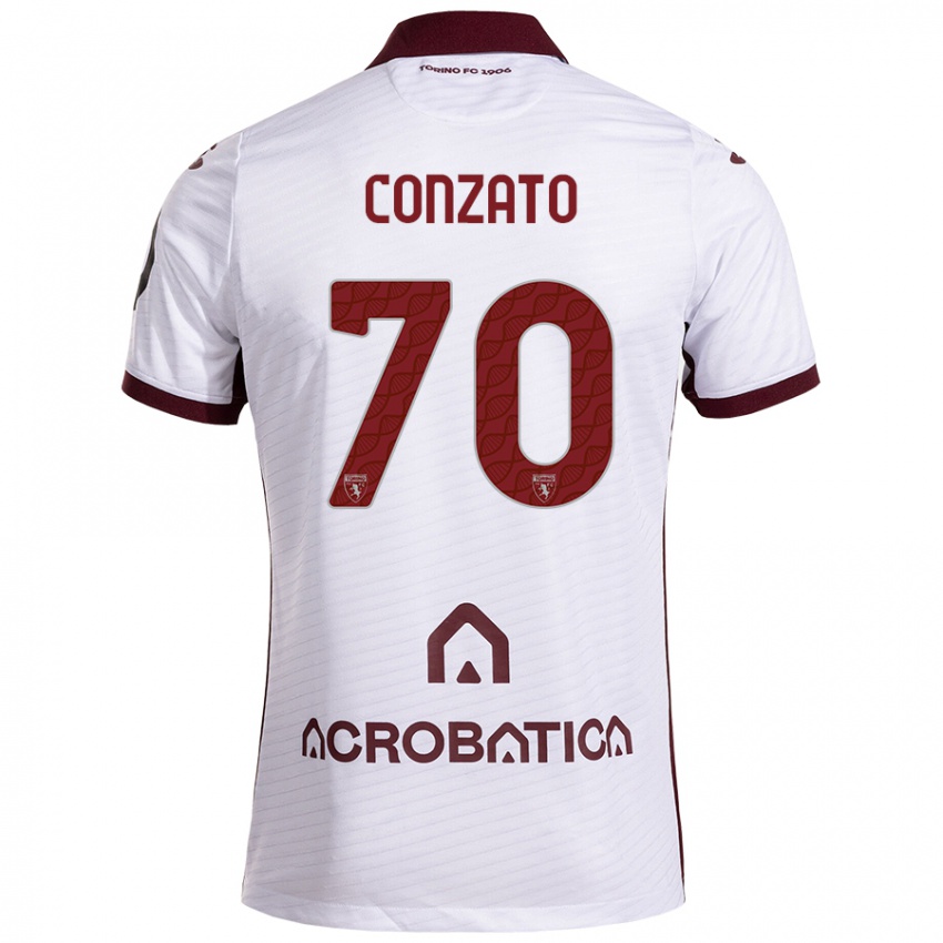 Bambino Maglia Filippo Conzato #70 Bianco Marrone Kit Gara Away 2024/25 Maglietta