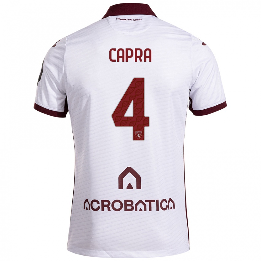 Bambino Maglia Valentina Capra #4 Bianco Marrone Kit Gara Away 2024/25 Maglietta