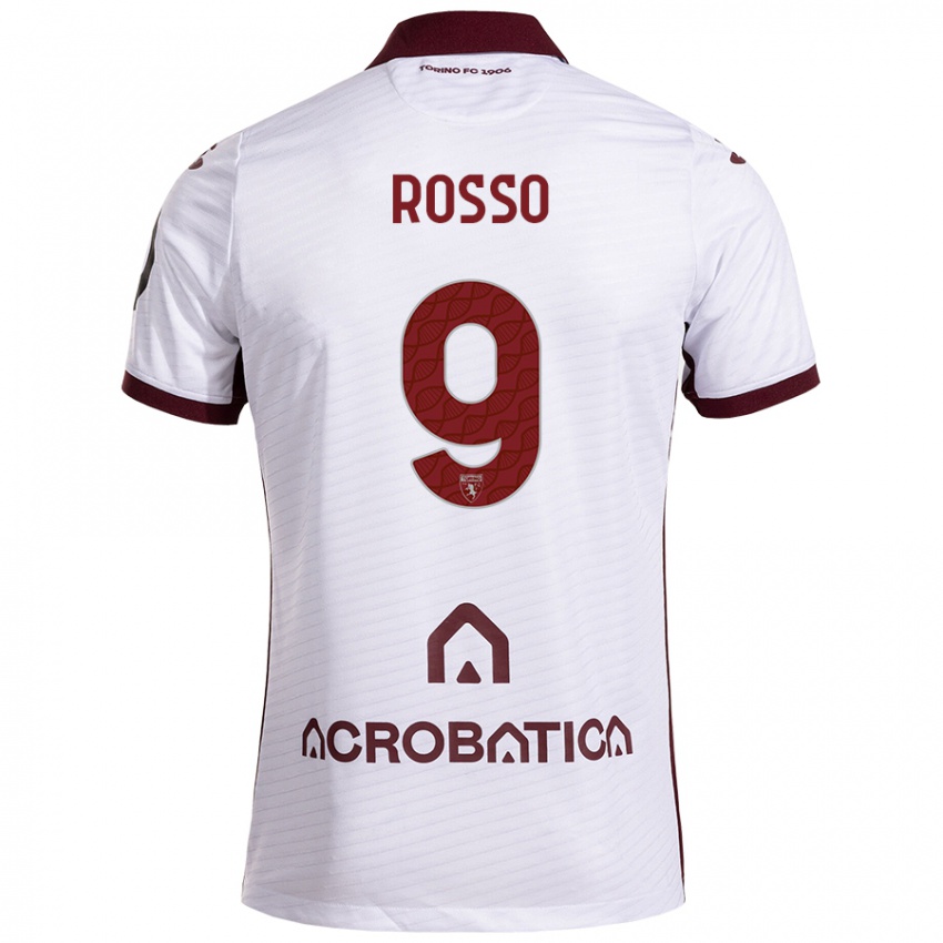 Bambino Maglia Eleonora Rosso #9 Bianco Marrone Kit Gara Away 2024/25 Maglietta