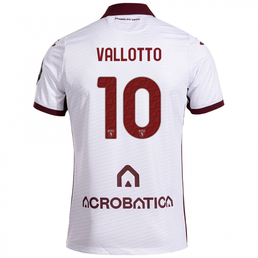 Bambino Maglia Greta Vallotto #10 Bianco Marrone Kit Gara Away 2024/25 Maglietta