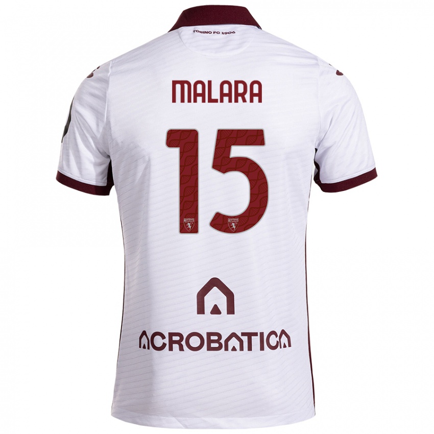 Bambino Maglia Sara Malara #15 Bianco Marrone Kit Gara Away 2024/25 Maglietta