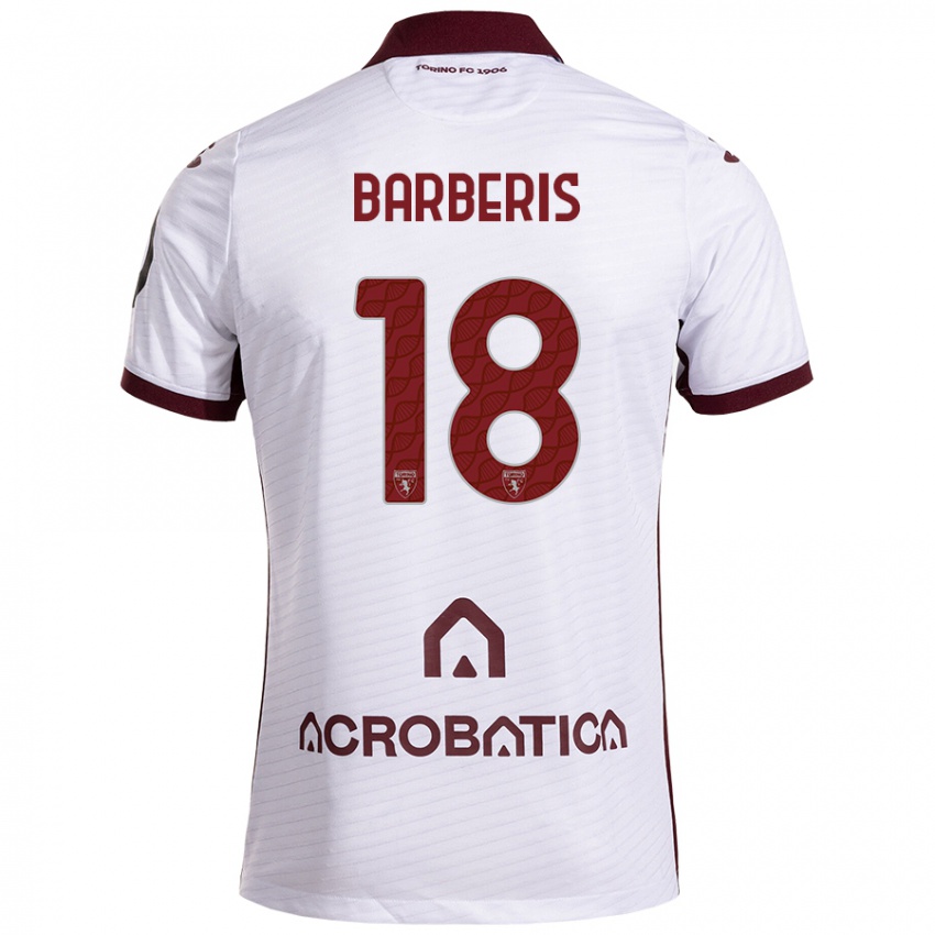 Bambino Maglia Laura Barberis #18 Bianco Marrone Kit Gara Away 2024/25 Maglietta