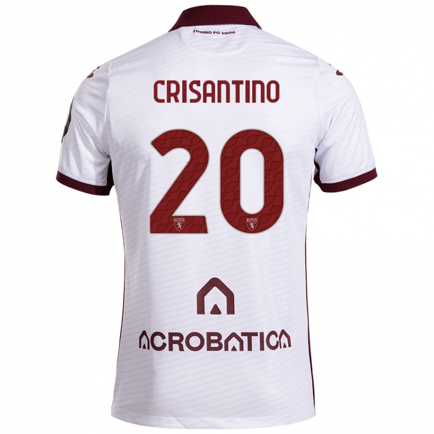 Bambino Maglia Giulia Crisantino #20 Bianco Marrone Kit Gara Away 2024/25 Maglietta