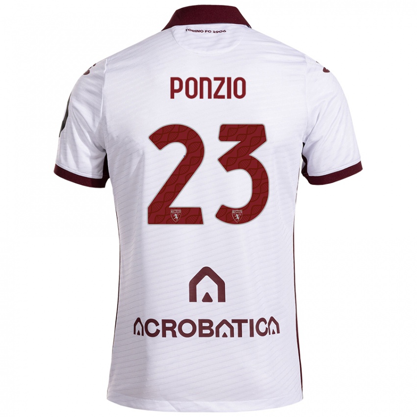 Bambino Maglia Erika Ponzio #23 Bianco Marrone Kit Gara Away 2024/25 Maglietta