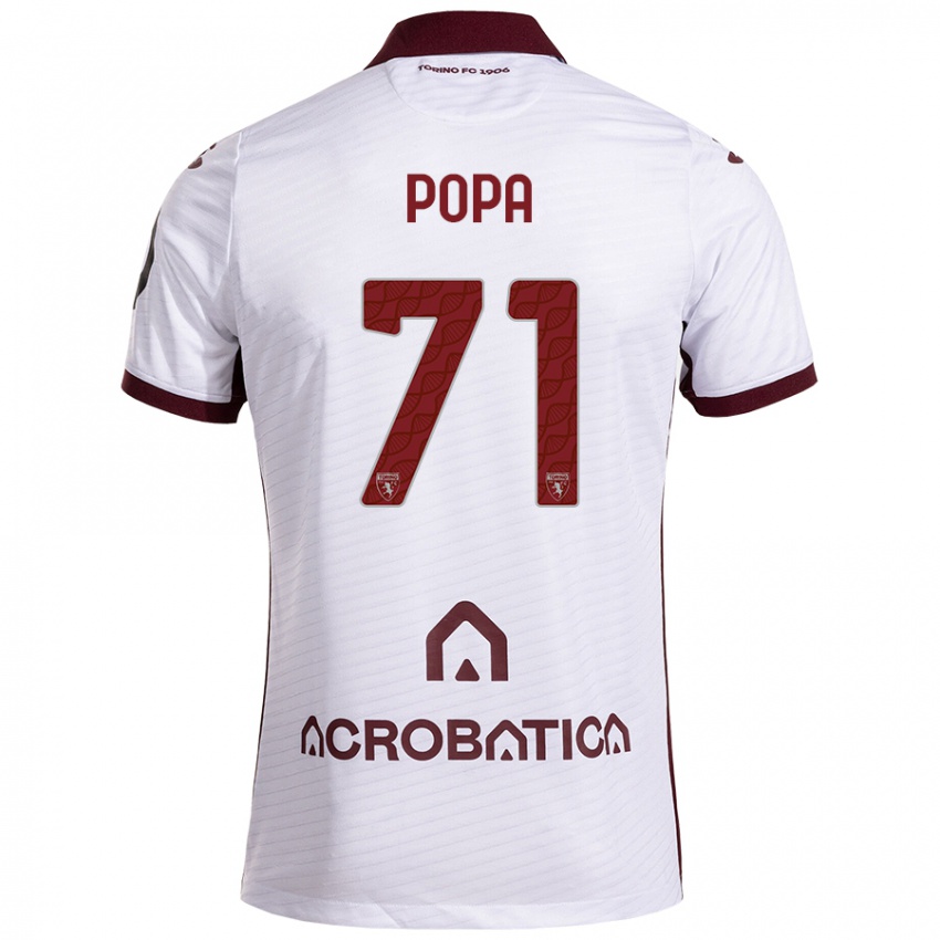 Bambino Maglia Mihai Popa #71 Bianco Marrone Kit Gara Away 2024/25 Maglietta