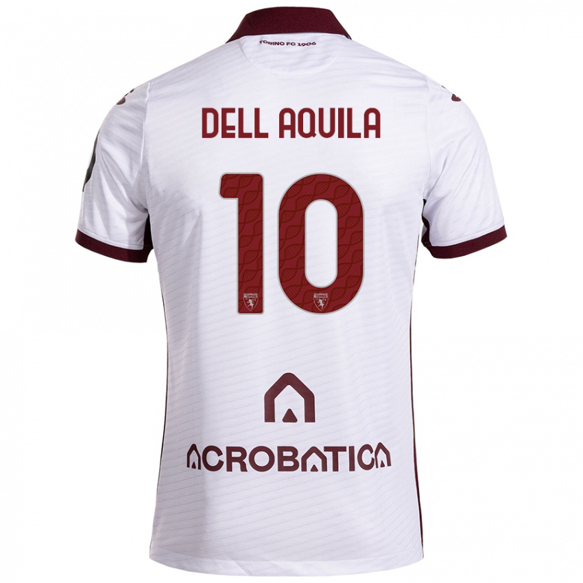 Bambino Maglia Francesco Dell'aquila #10 Bianco Marrone Kit Gara Away 2024/25 Maglietta