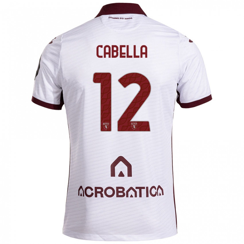 Bambino Maglia Matteo Cabella #12 Bianco Marrone Kit Gara Away 2024/25 Maglietta