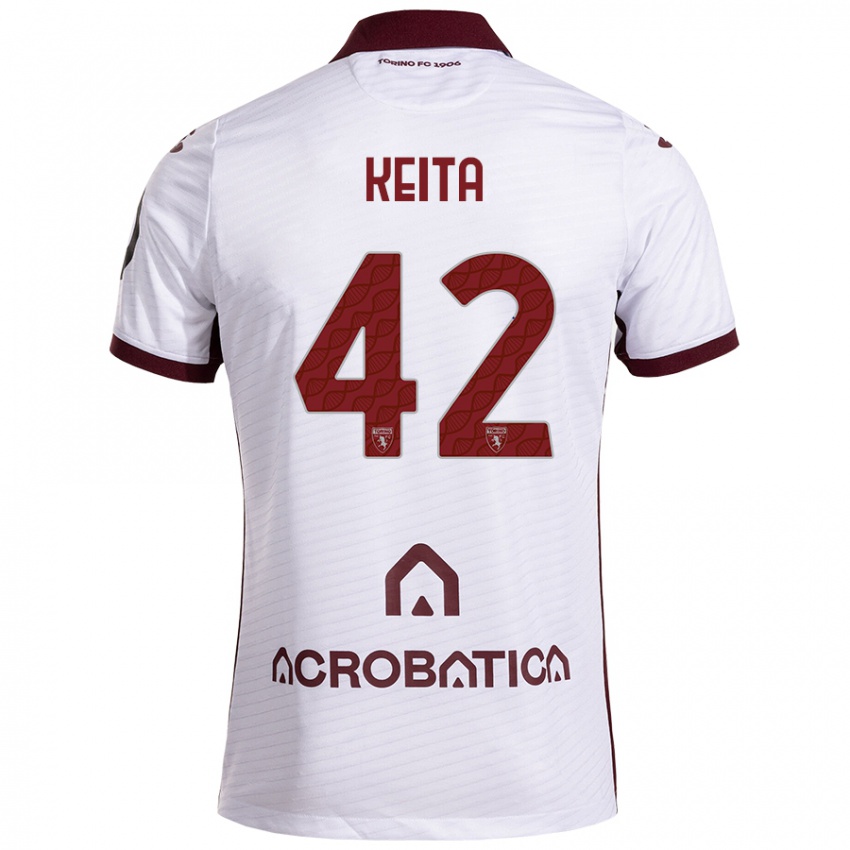 Bambino Maglia Karamoko Keita #42 Bianco Marrone Kit Gara Away 2024/25 Maglietta