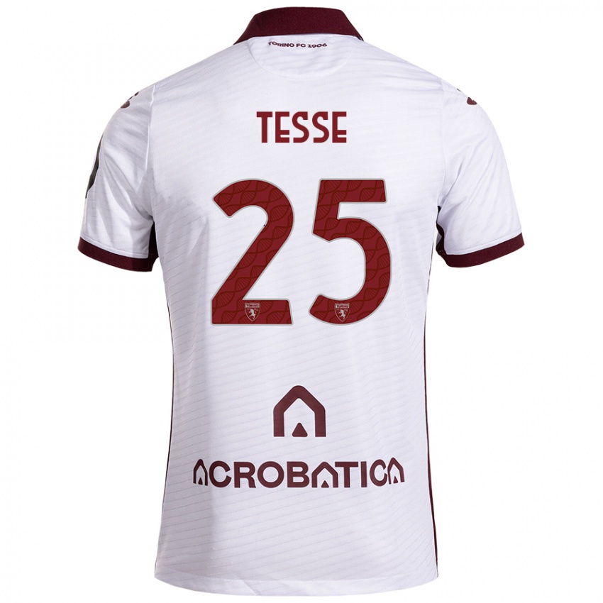 Bambino Maglia Manuela Tesse #25 Bianco Marrone Kit Gara Away 2024/25 Maglietta