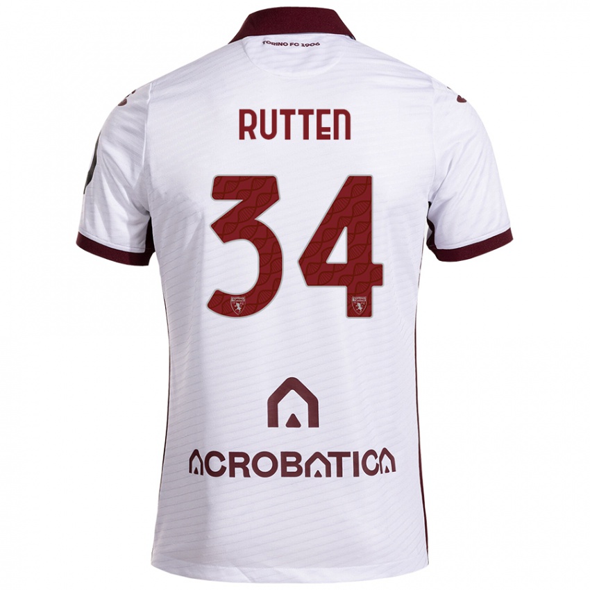 Bambino Maglia Jill Rutten #34 Bianco Marrone Kit Gara Away 2024/25 Maglietta