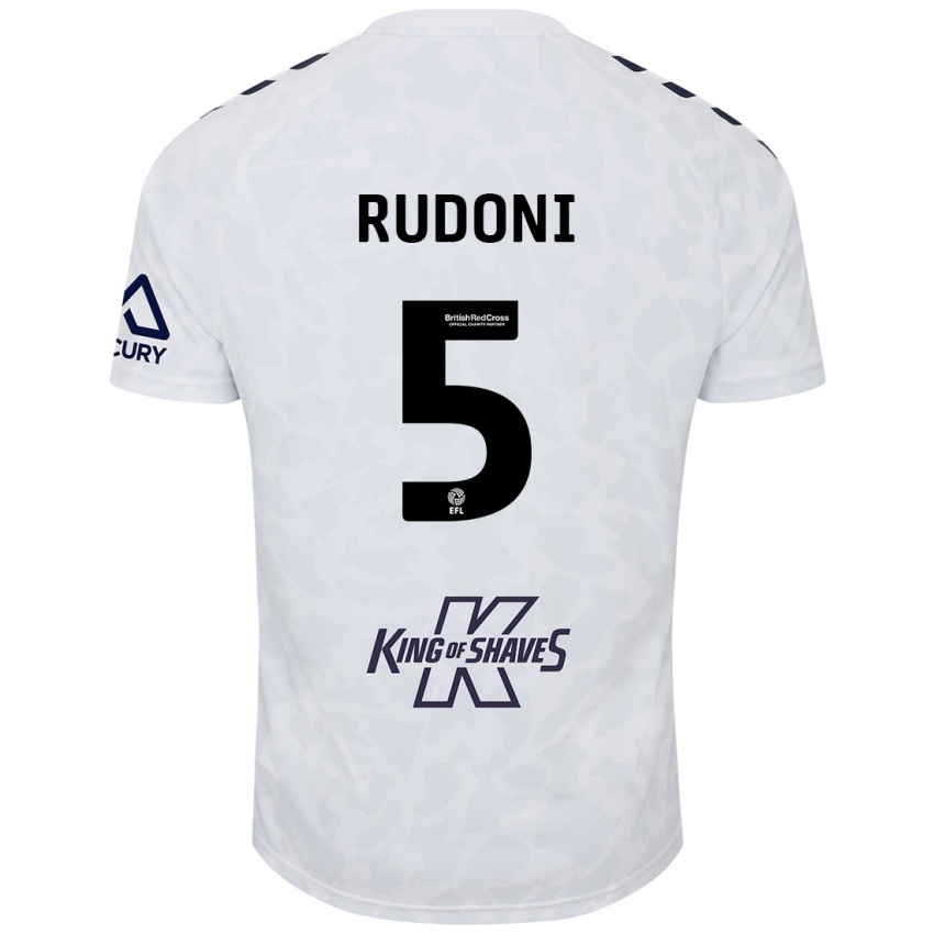 Bambino Maglia Jack Rudoni #5 Bianco Kit Gara Away 2024/25 Maglietta