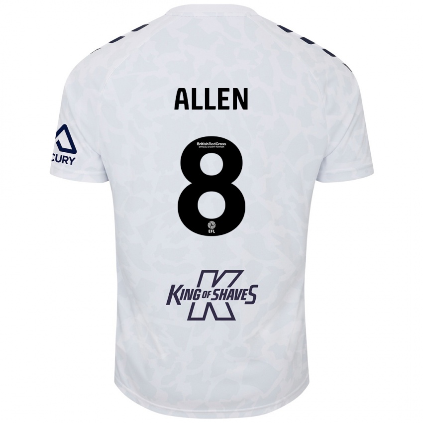 Bambino Maglia Jamie Allen #8 Bianco Kit Gara Away 2024/25 Maglietta