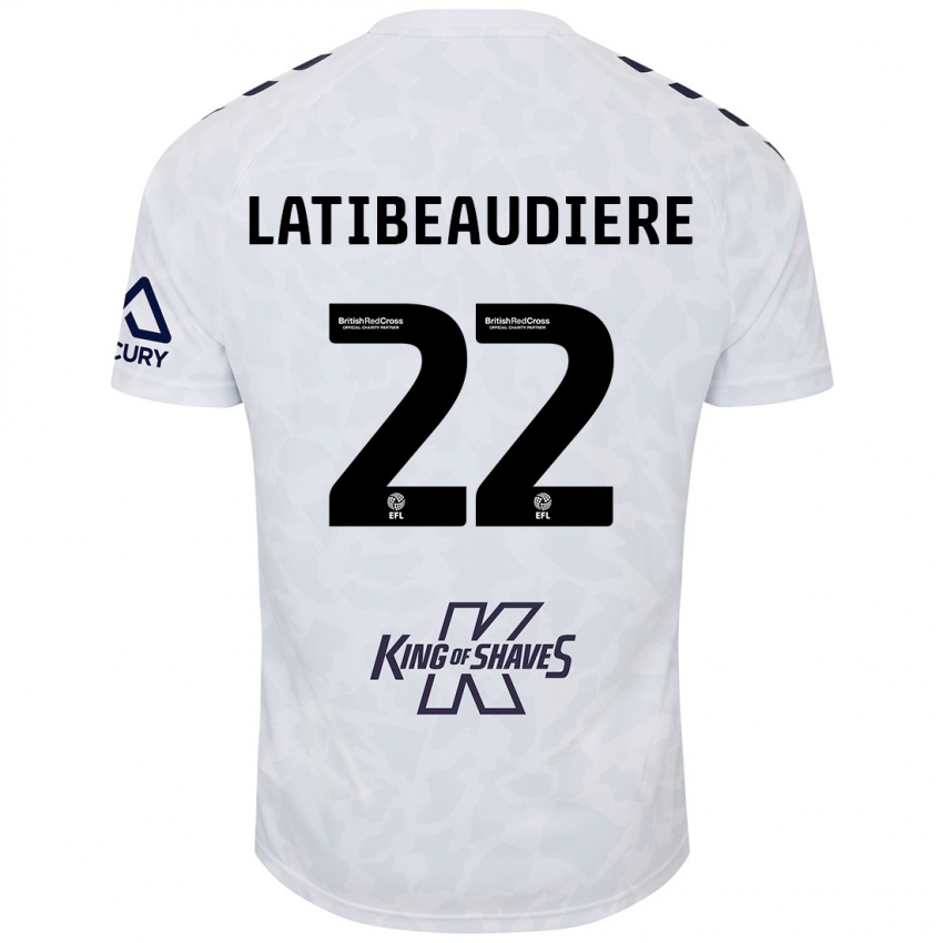 Bambino Maglia Joel Latibeaudiere #22 Bianco Kit Gara Away 2024/25 Maglietta