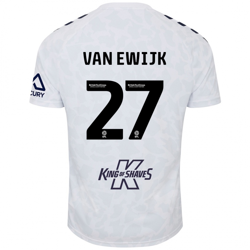 Bambino Maglia Milan Van Ewijk #27 Bianco Kit Gara Away 2024/25 Maglietta