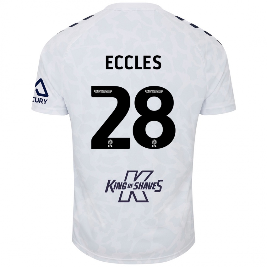 Bambino Maglia Josh Eccles #28 Bianco Kit Gara Away 2024/25 Maglietta