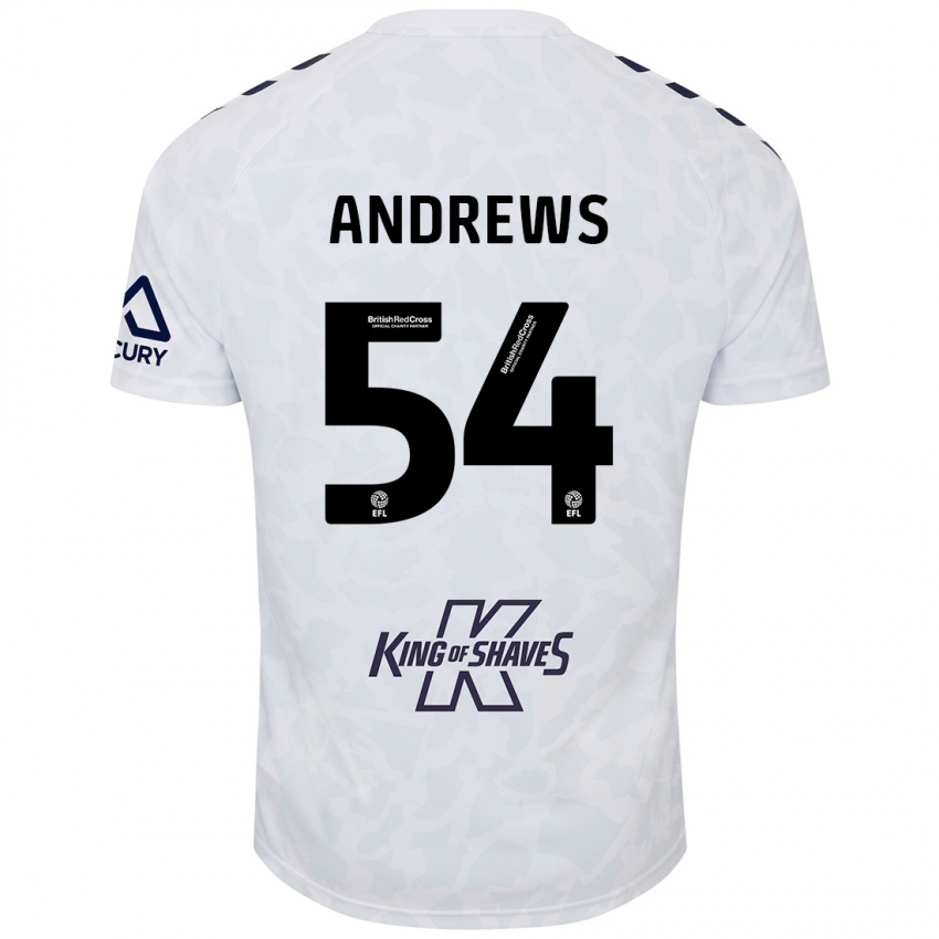 Bambino Maglia Kai Andrews #54 Bianco Kit Gara Away 2024/25 Maglietta