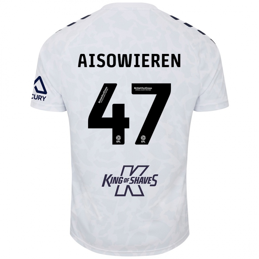 Bambino Maglia Evan Eghosa Aisowieren #47 Bianco Kit Gara Away 2024/25 Maglietta