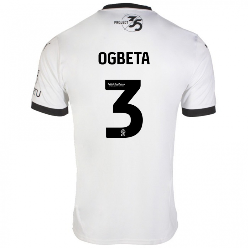 Bambino Maglia Nathanael Ogbeta #3 Bianco Nero Kit Gara Away 2024/25 Maglietta