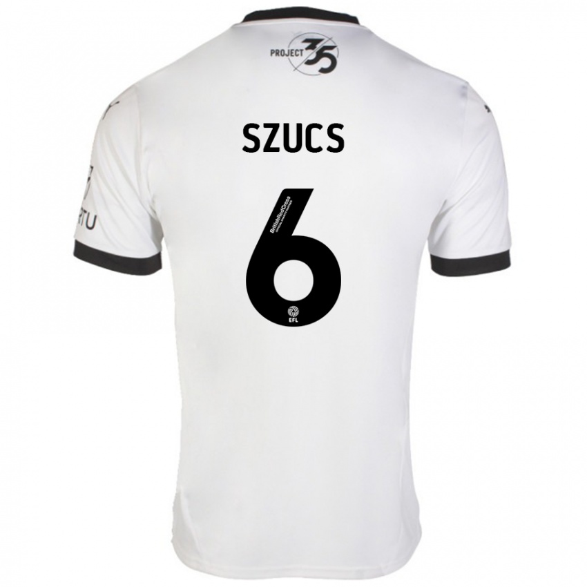 Bambino Maglia Kornél Szűcs #6 Bianco Nero Kit Gara Away 2024/25 Maglietta